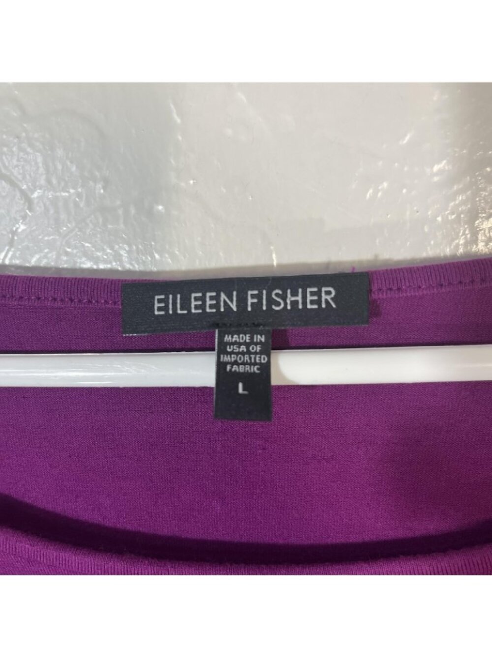 Eileen Fisher Shirt Womens Large Purple Solid Scoop Neck Long Sleeve Jersey Top - Picture 3 of 7